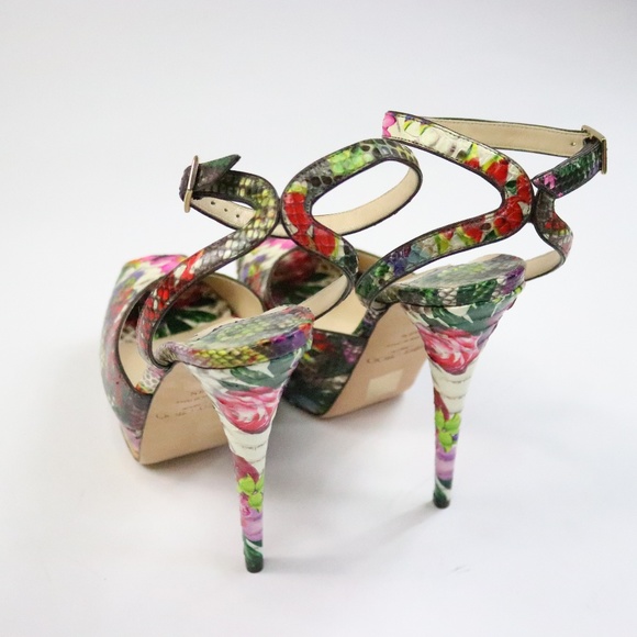 Jimmy Choo Lola Floral Python Platform Pump39 N008 - Picture 3 of 8